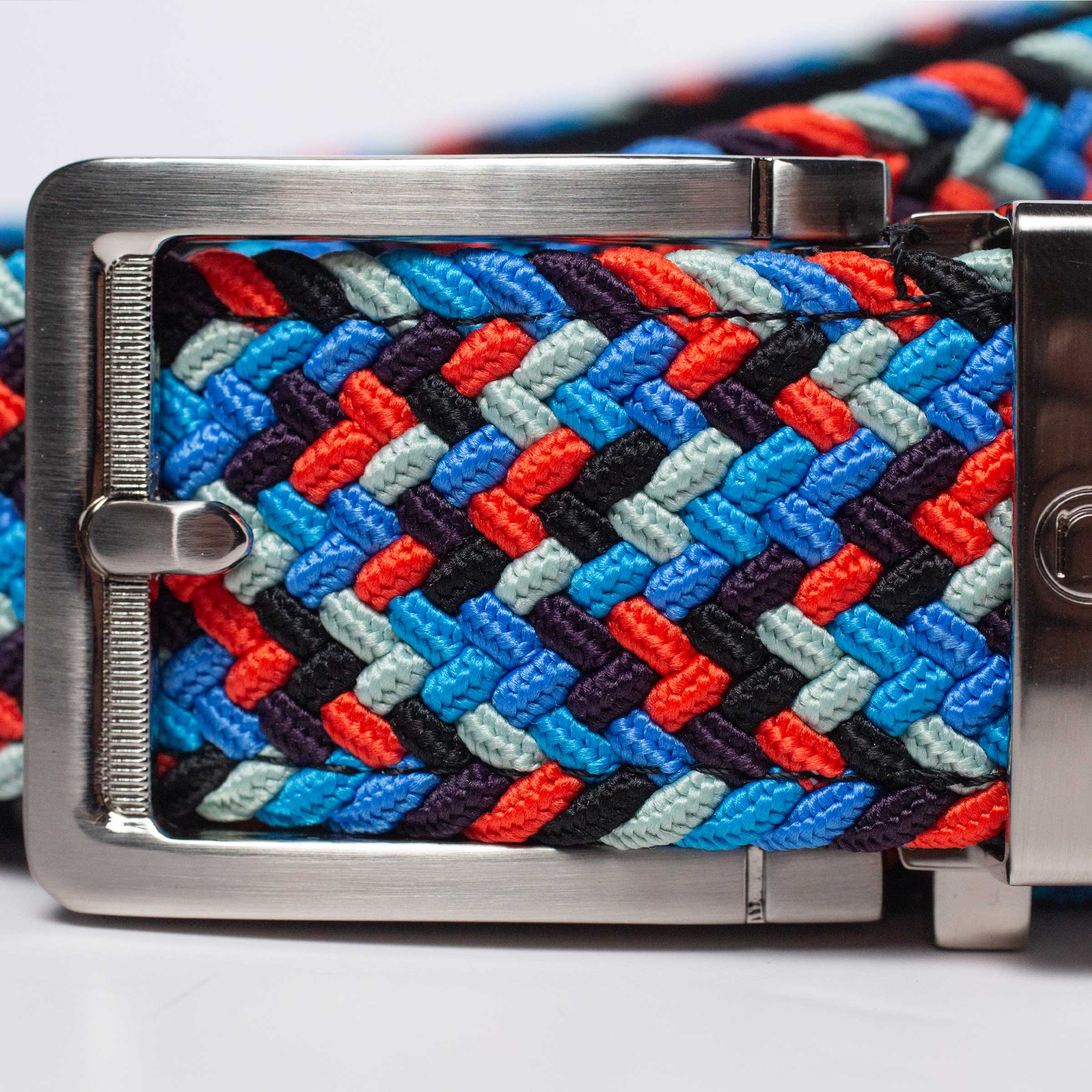 Braided Blue, Red & Grey Golf Ratchet Belt 1.38" [35mm] - Image 3