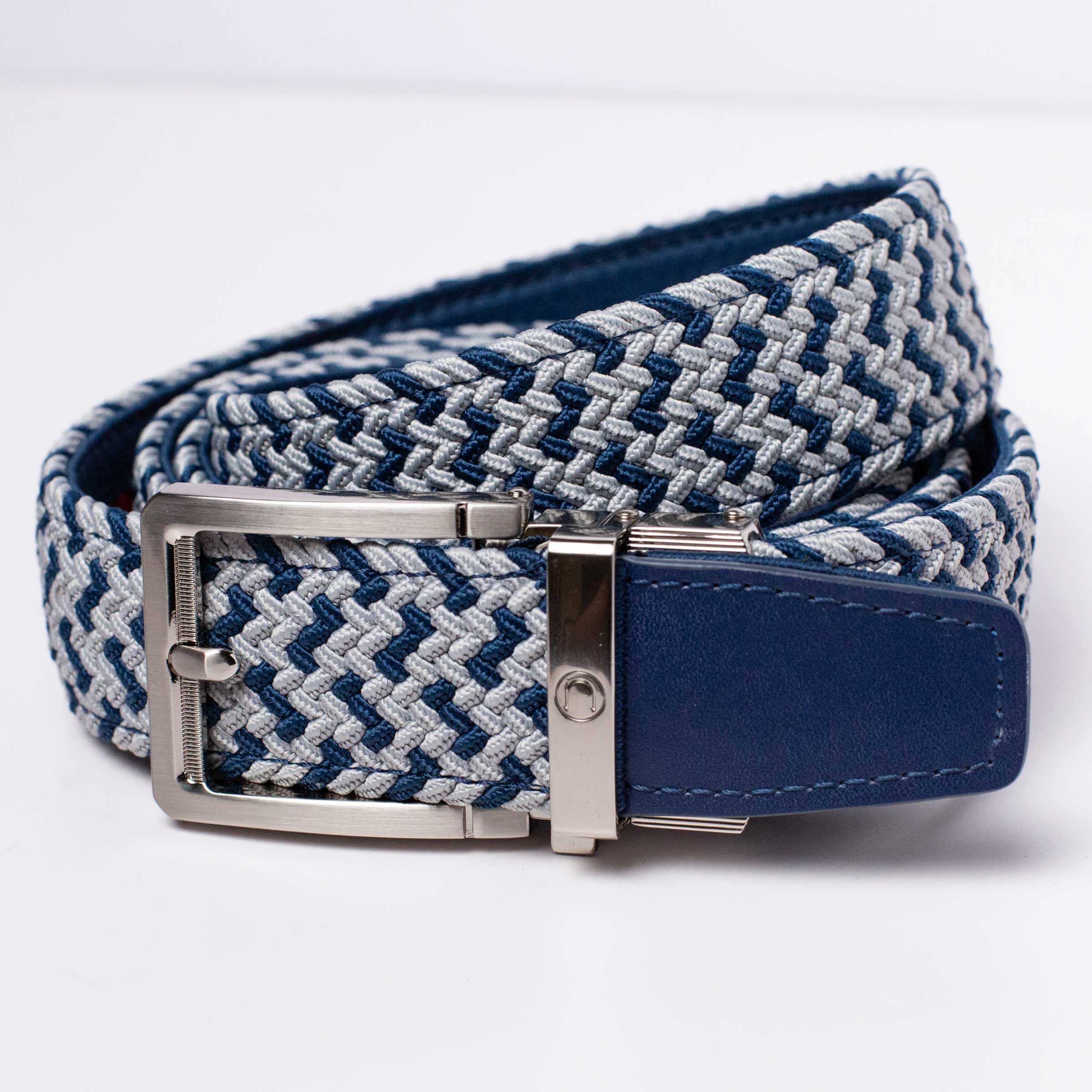 Braided Navy Cool Grey Golf Ratchet Belt 1.38" [35mm] - Image 3