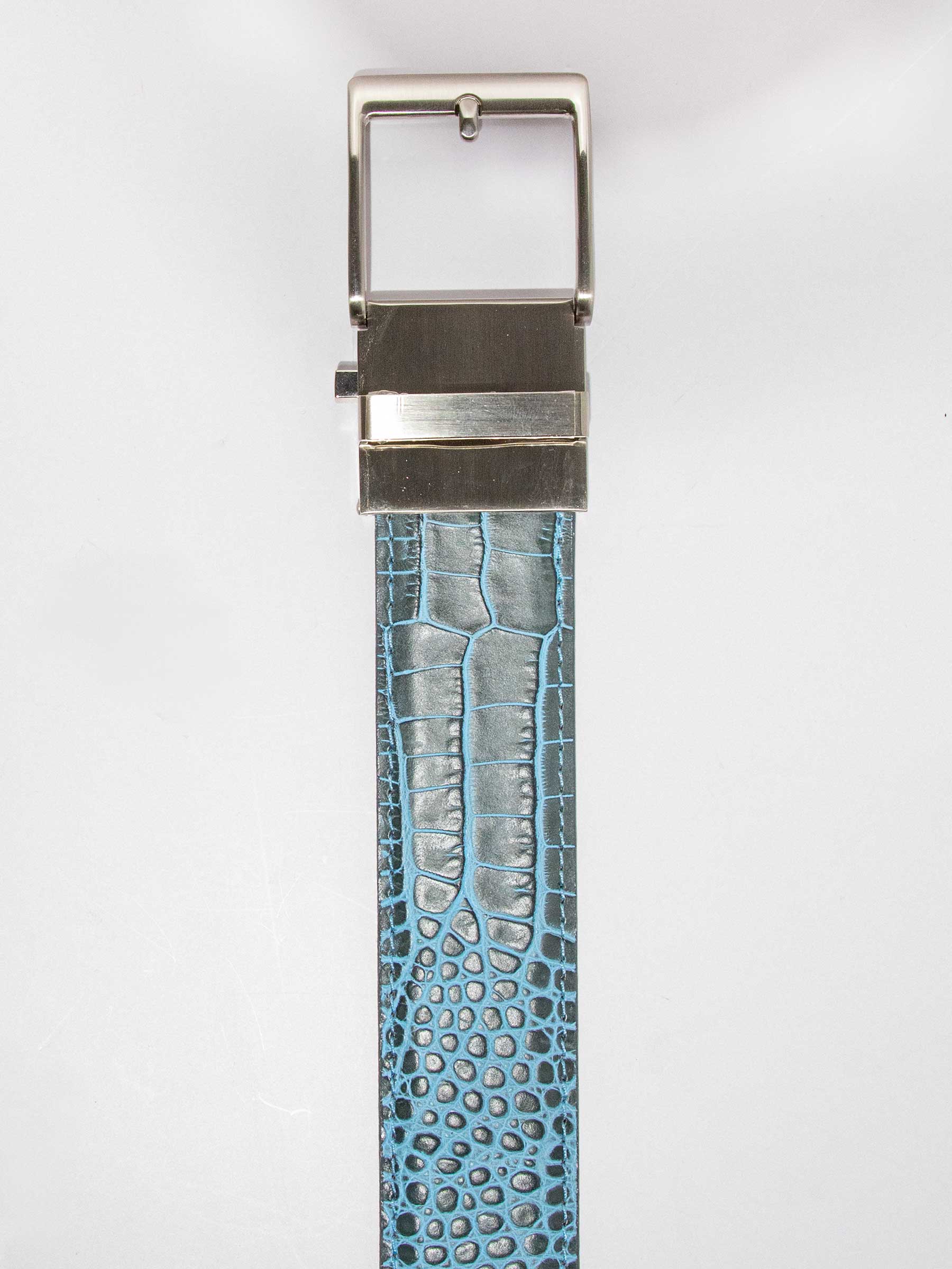 Kayiman Grey & Turquoise Luxury Ratchet Belt 1.575" Strap [40mm] - Image 4