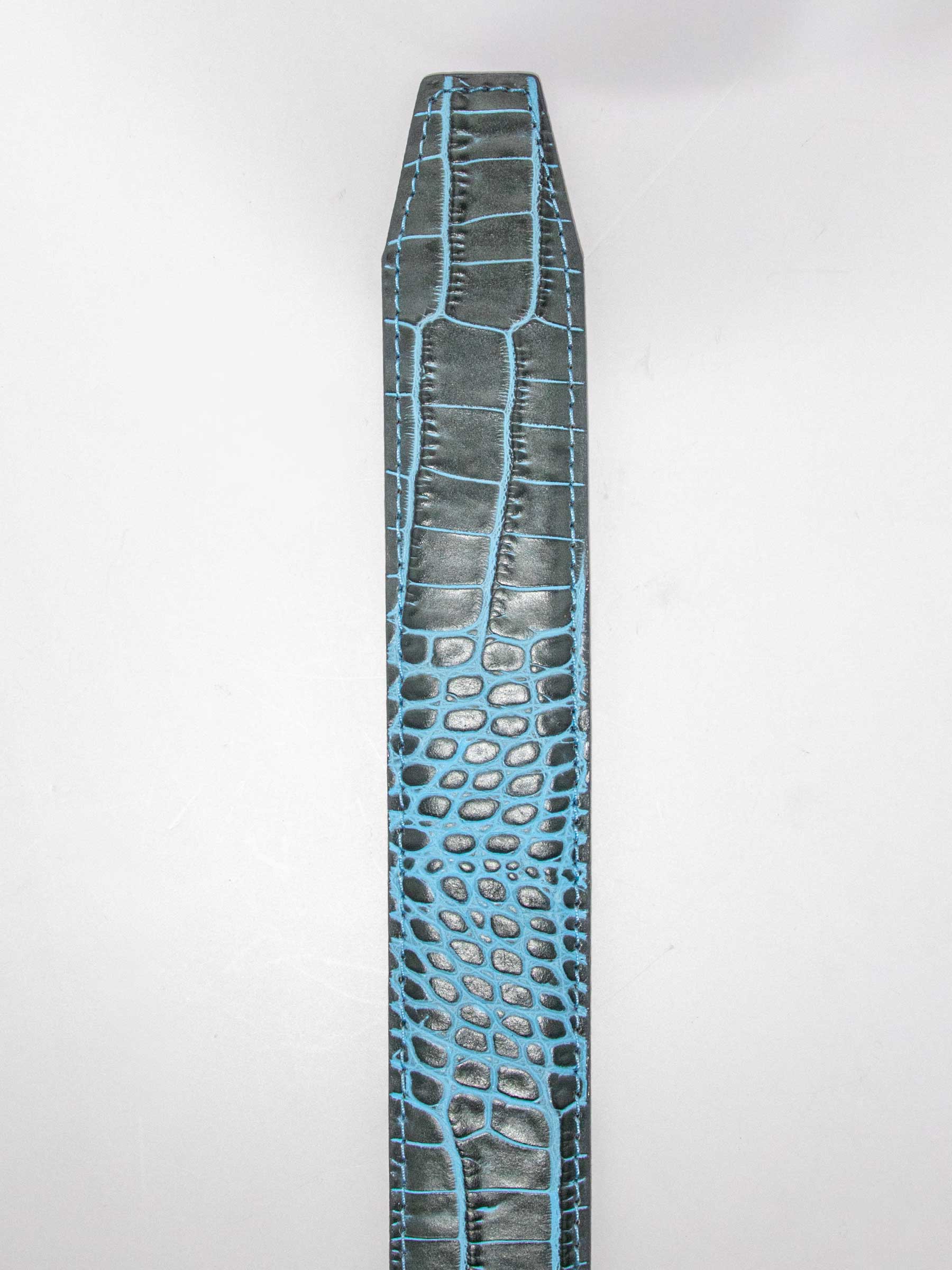 Kayiman Grey & Turquoise Luxury Ratchet Belt 1.575" Strap [40mm] - Image 5