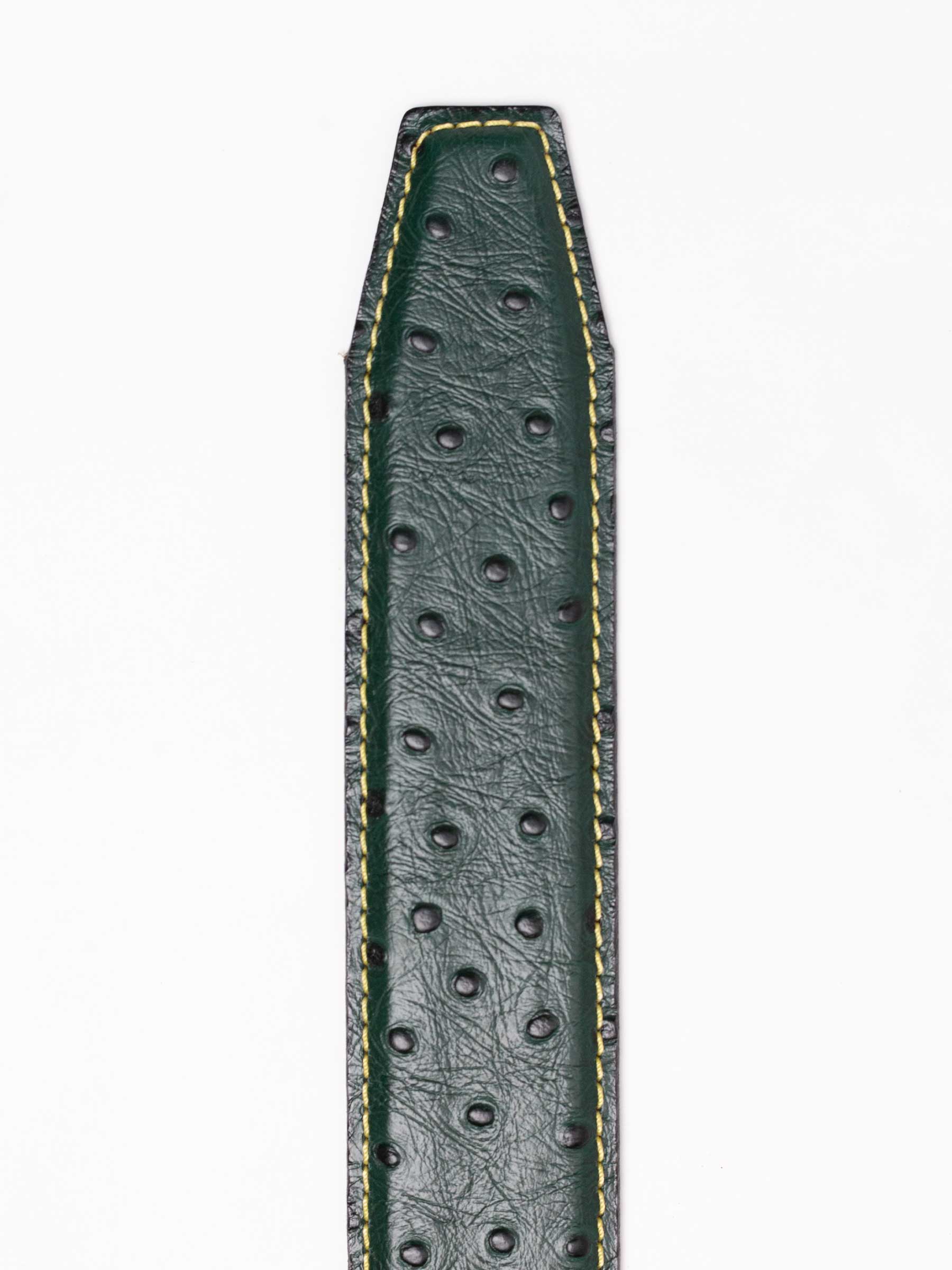 Ostrich Emerald Green w/ Yellow Thread Ratchet Belt 1.575" [40mm] - Image 4