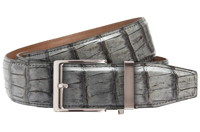 Crocodile Dark Grey Dress Ratchet Belt 1.575" [40mm] - Image 2