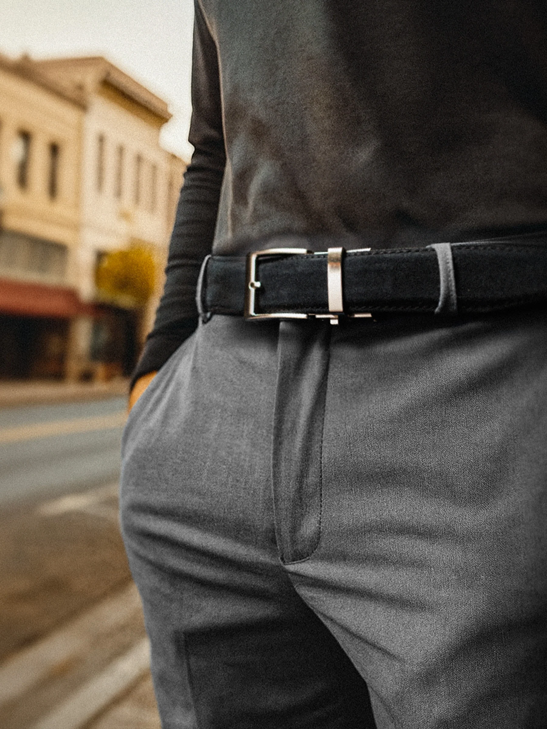 The Nocturne Suede Black Leather Dress Belt, 1.575" [40mm] - Image 2
